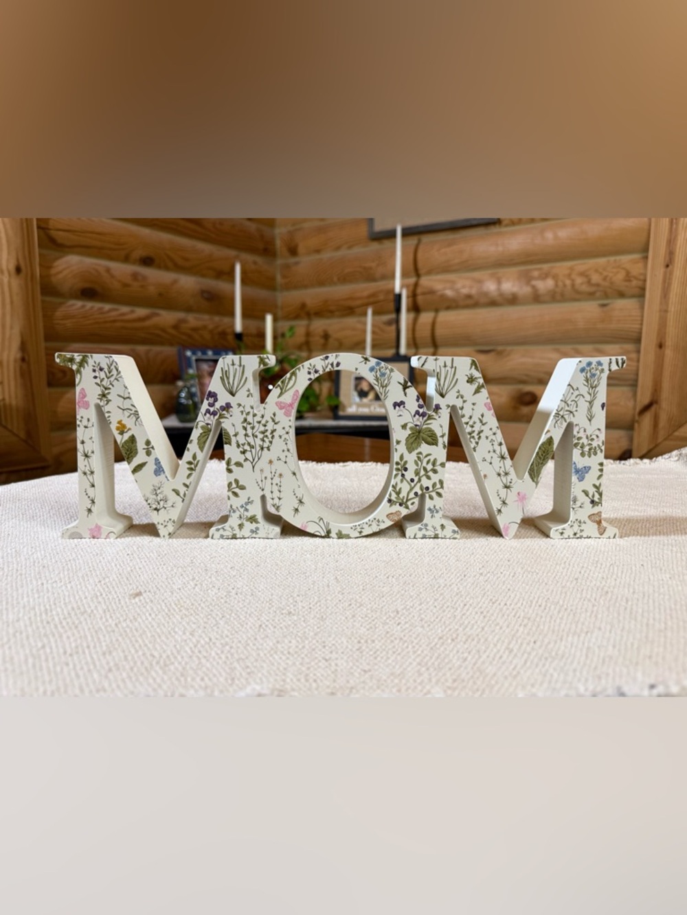 MOM Floral Wooden Sign